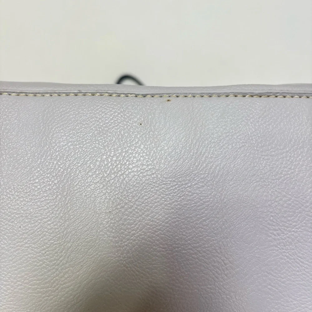 NINE WEST Vintage 90s Y2K faux leather light grey minimalist neutral tote bag - Picture 6 of 16